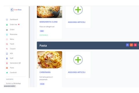Gestione del menu
